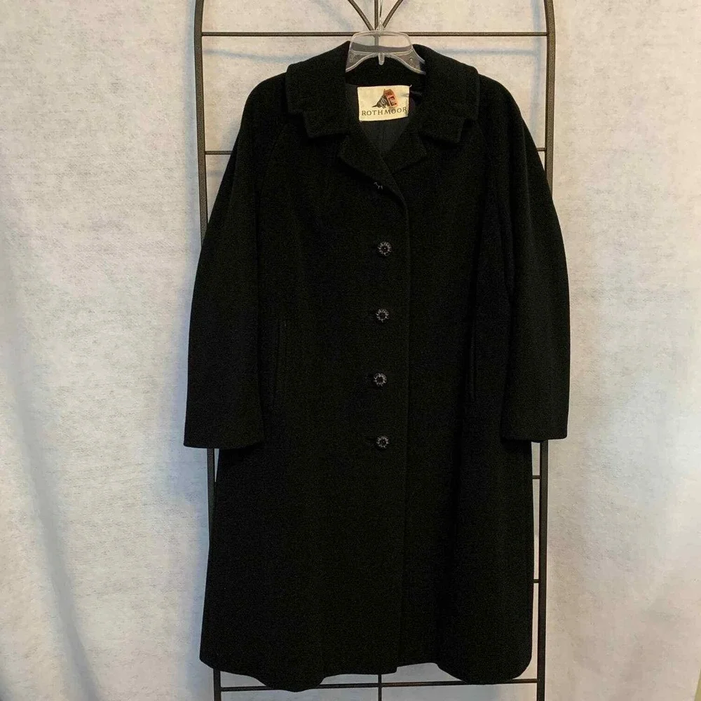 Rothmoor‎ Vintage Wool Overcoat Womens XL Black